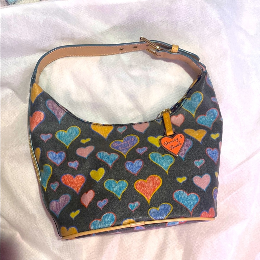 Dooney & Bourke Y2K Multicolor Heart Print Bucket Bag